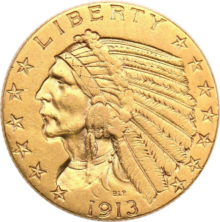 USA 5 dolarów 1913 Indianin st.2+
